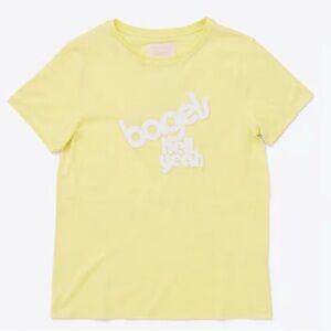 Ban.do women’s graphic tee Small  "Bagels Hell Yeah" yellow and white NWT
